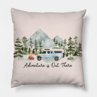 Adventure is Out There Mountains and Forest Watercolor Pillow