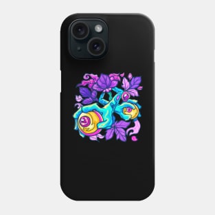 Purple Flowers and Abstract Hands and eyes Phone Case