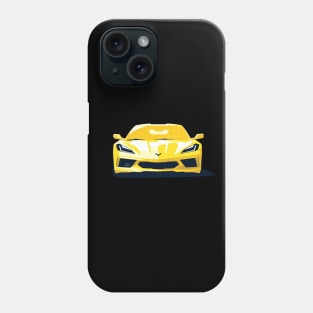 C8 Racing Accelerate Yellow sportscar retro design vintage style supercar Classic car vibes with a white C8 Retro flair for C8 enthusiasts Phone Case