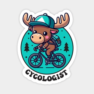 Cycologist Moose Riding Bicycle Magnet