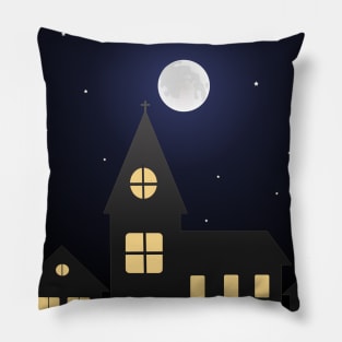 Full moon night over the town Pillow