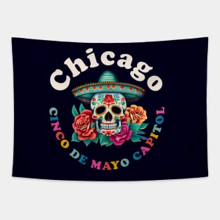 Chicago Cinco de Mayo 2023 Sugar Skull Illinois Tapestry