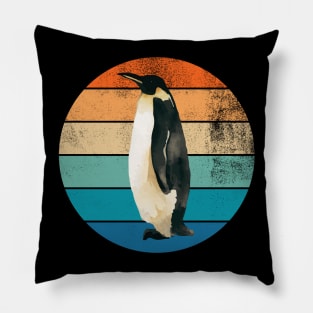 Vintage Sunset Penguin Pillow