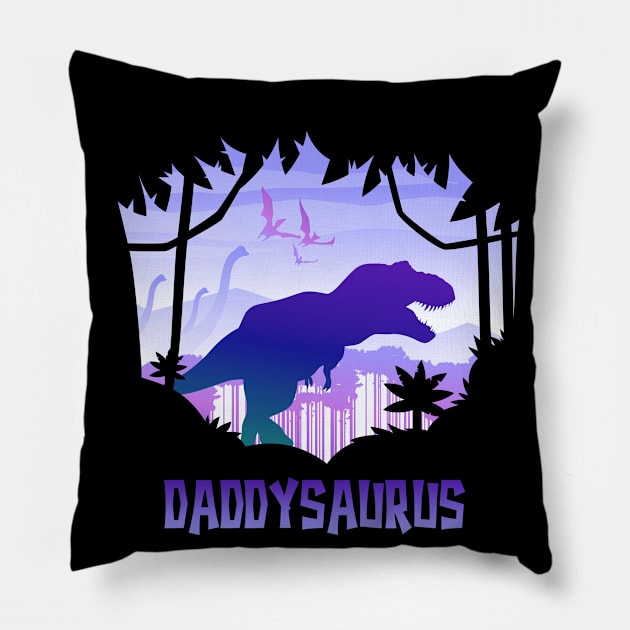 Daddysaurs T-Rex Daddy Saurus Matching Dinosaur Pillow by PinkyTree