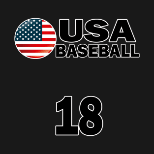 USA Baseball Number 18 T-shirt Design T-Shirt