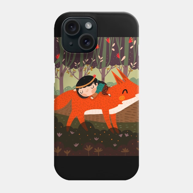 Red fox and girl Phone Case by Mjdaluz