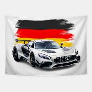 Mercedes Benz amg GT3 with Germany flag Tapestry