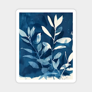 Boho Indigo Blue Botanical Pattern Magnet