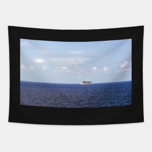 Island in tranquil Mediterranean sea Tapestry