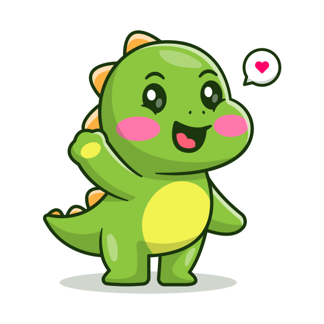 Cute baby dinosaur waving hand cartoon by sufian