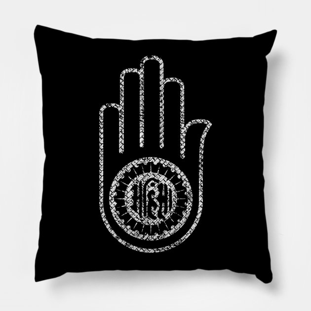 Jain Hand -symbol of Jainism Pillow by Nartissima