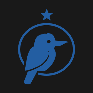 Stylized silhouette of Kookaburra in blue ink T-Shirt