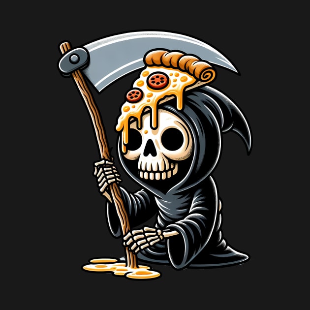 Grim Reaper  with Pizza, Funny Pizza lover by dukito