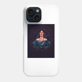 Astrology Goddess In Blue With Cosmic Clock Phone Case