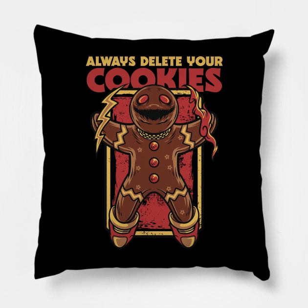 Always Delete Your Cookies // Funny Christmas Horror Pillow by SLAG_Creative