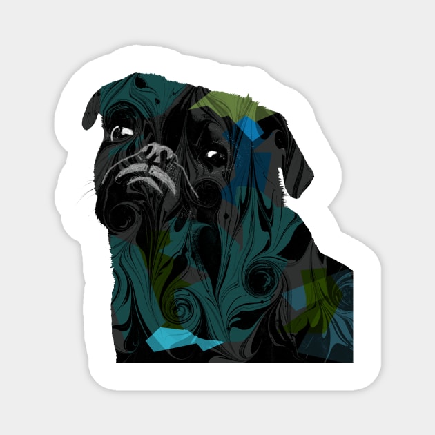 Party Pug Magnet by MarbleCloud