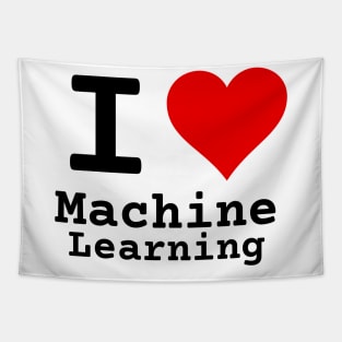 I Love Machine Learning | Stylized Heart Logo Black Tapestry