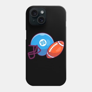 Helmet and rugby ball  cartoon Phone Case