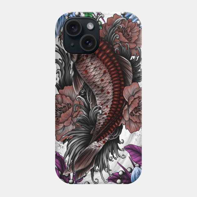 Koi and flowers Phone Case by DarkHorseBailey