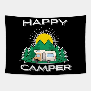 'Happy Camper Caravan' Cool Camping Caravan Tapestry