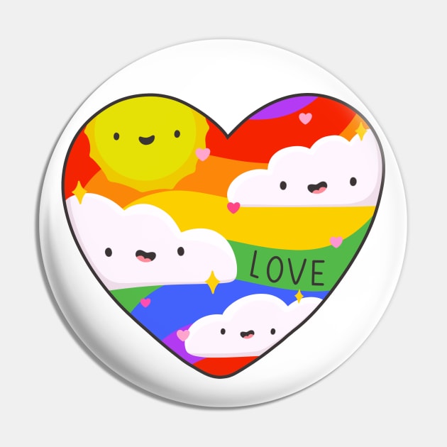 Rainbow Heart Kawaii Love Pin by Sofia Sava