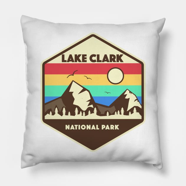 Lake Clark National Park Retro Pillow by roamfree