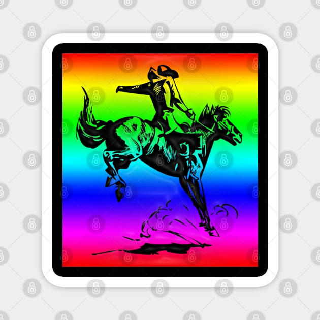 Western Era - Cowboy on Horseback 7 Magnet by The Black Panther