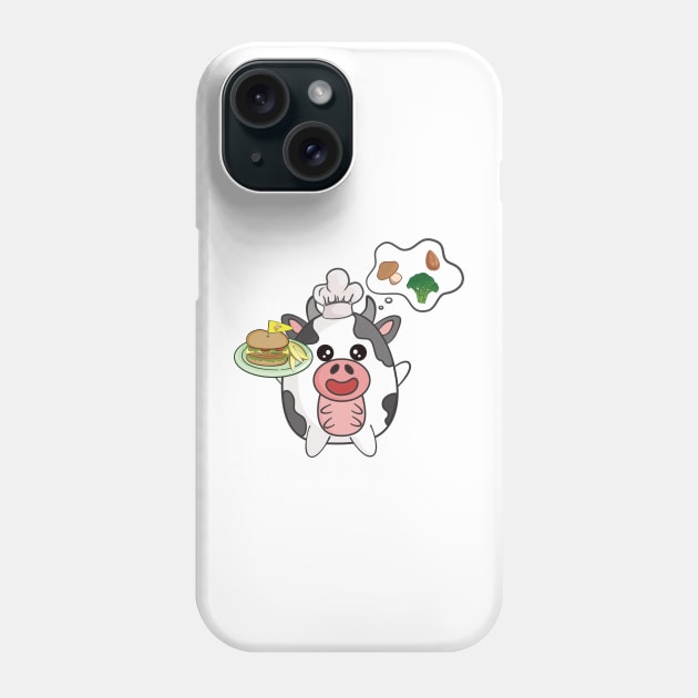 Cute cow chef and Yummy Veggies burger Phone Case by Tipsukhon