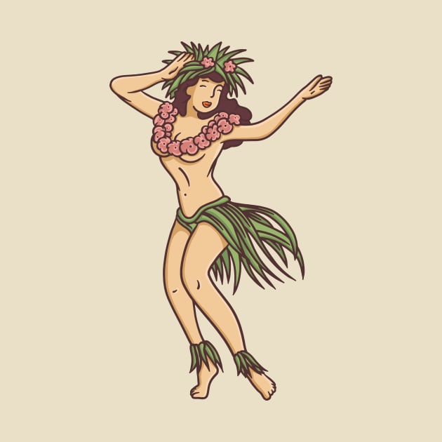 Retro Hawaiian Hula Girl Dancer by SLAG_Creative