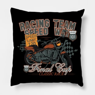 Motorcycle Racing Team Bike T-Shirt Pillow