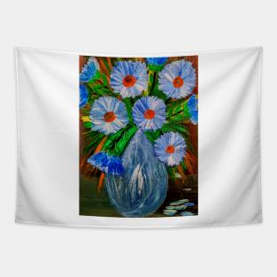 stunning arrangement of blue abstract flowers Tapestry