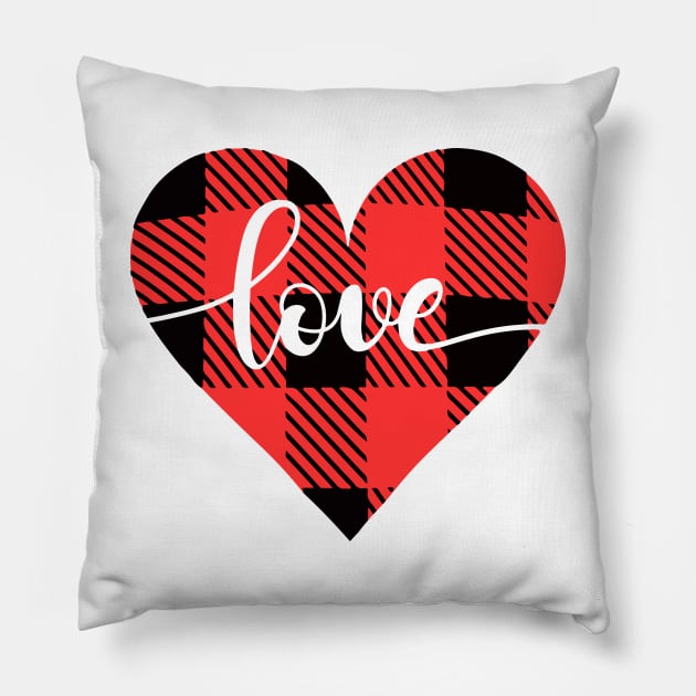 Valentine's Day Buffalo Plaid Heart Pillow by tmiranda85