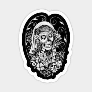 Santa muerte with flowers day of the dead. Magnet