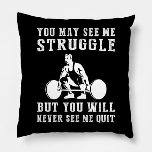 Unstoppable Iron Warrior: A Funny T-Shirt for Dedicated Lifters! Pillow