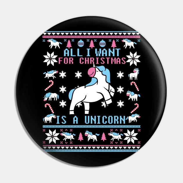 Funny Unicorn Lover Ugly Christmas Sweater Pin by KsuAnn