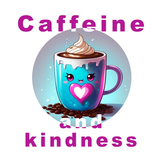 Loving coffee mug with message "Caffeine and kindness" by magenta-dream