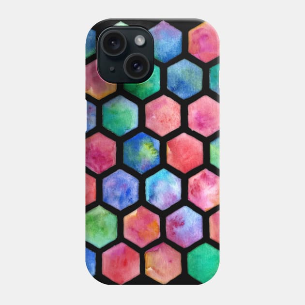 Hand Painted Watercolor Honeycomb Pattern Phone Case by micklyn