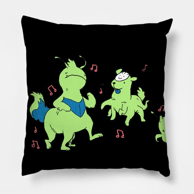 Rock n Rolliens: Party 6 Pillow by mikejbecker