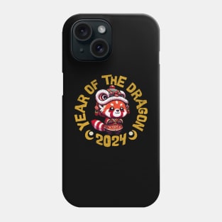 Red Panda Year of the Dragon 2024 Kawaii Cute Phone Case