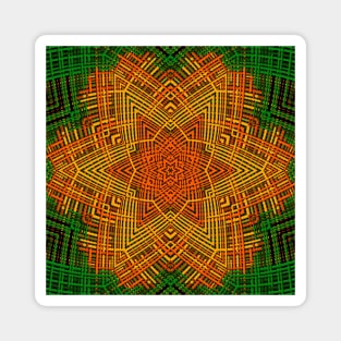 Weave Mandala Orange Yellow and Green Magnet