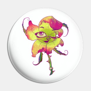 winking neon flower Pin