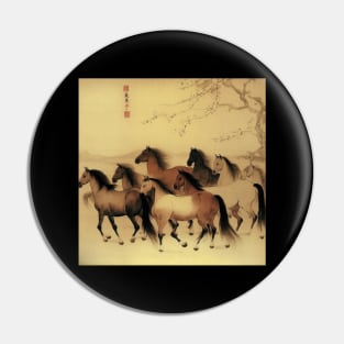 Chinese painting horses in motion Pin