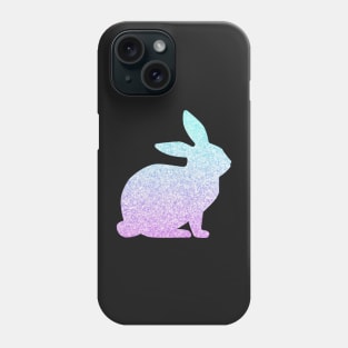 Pastel Blue and Purple Ombre Faux Glitter Easter Bunny Phone Case