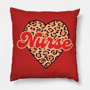 Leopard Pattern Retro Nurse Valentine Heart Pillow