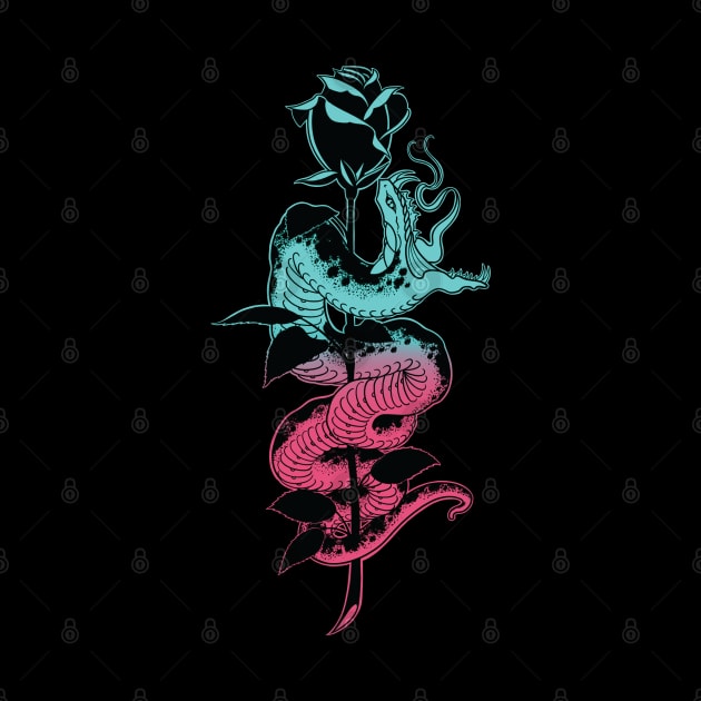 Snake and Rose teal / pink variant by Seven Relics