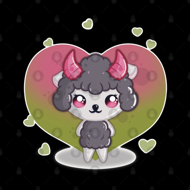 Cute Little Valentines Day Sheep with Hearts by LittleBearBlue