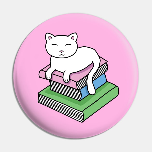 Cat resting on a pile of books Pin by Purrfect