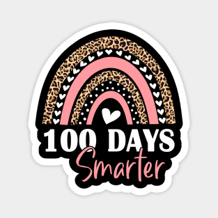 100 Days Smarter Happy 100th Days of School Rainbow Leopard Magnet