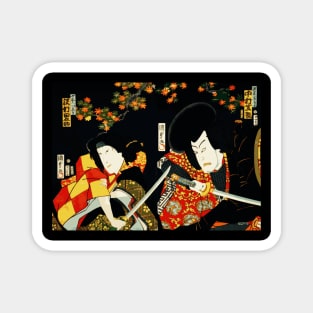 Two Kabuki Actors As Samurai Warriors With Katana Swords #2 Magnet