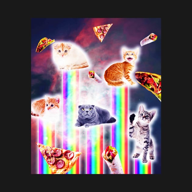 Outer Space Galaxy Cats With Rainbow by Random Galaxy